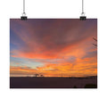 Sunset Beach Matte Poster — Vibrant Orange Coastal Wall Art
