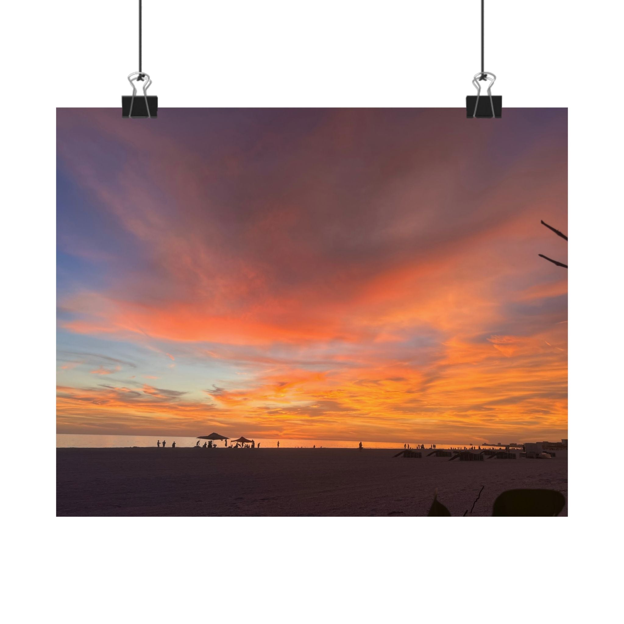 Sunset Beach Matte Poster — Vibrant Orange Coastal Wall Art