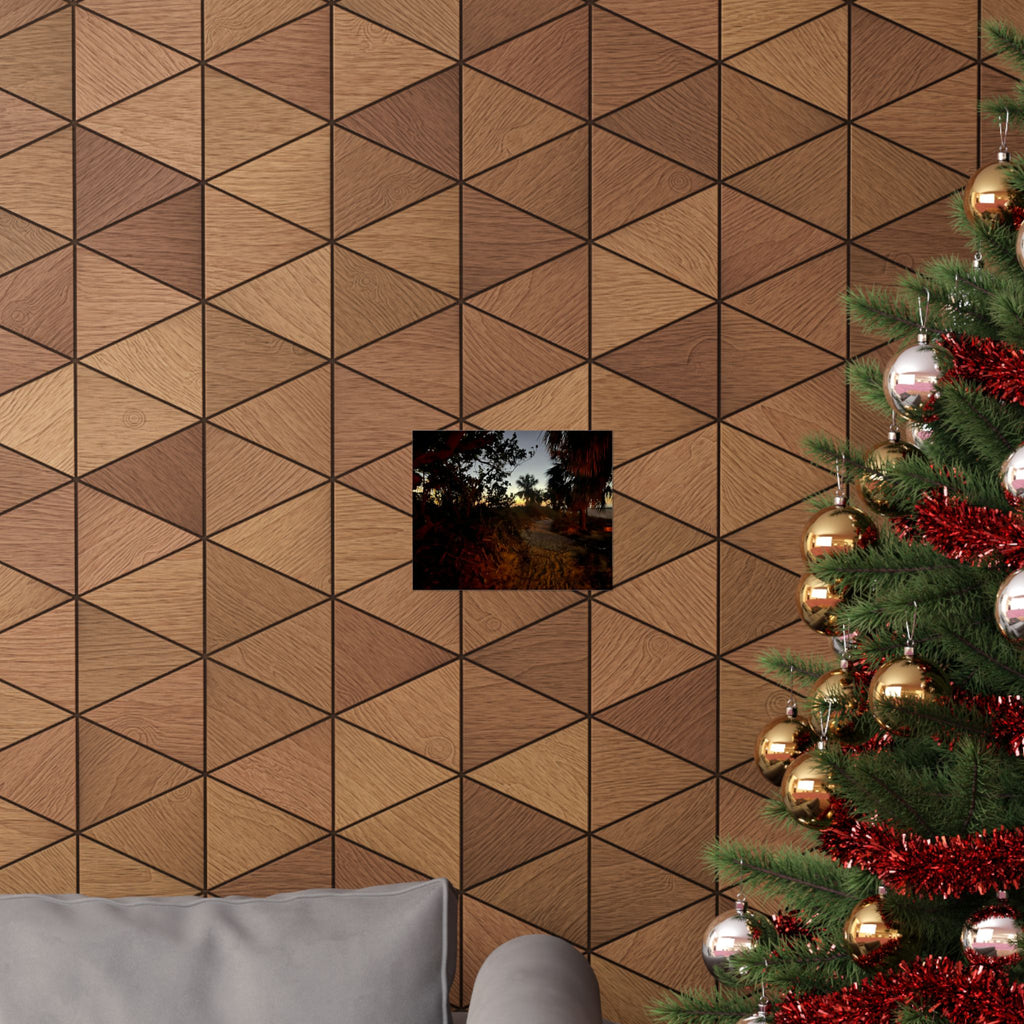 Sunset Beach Path Matte Poster — Tropical Dusk Wall Art