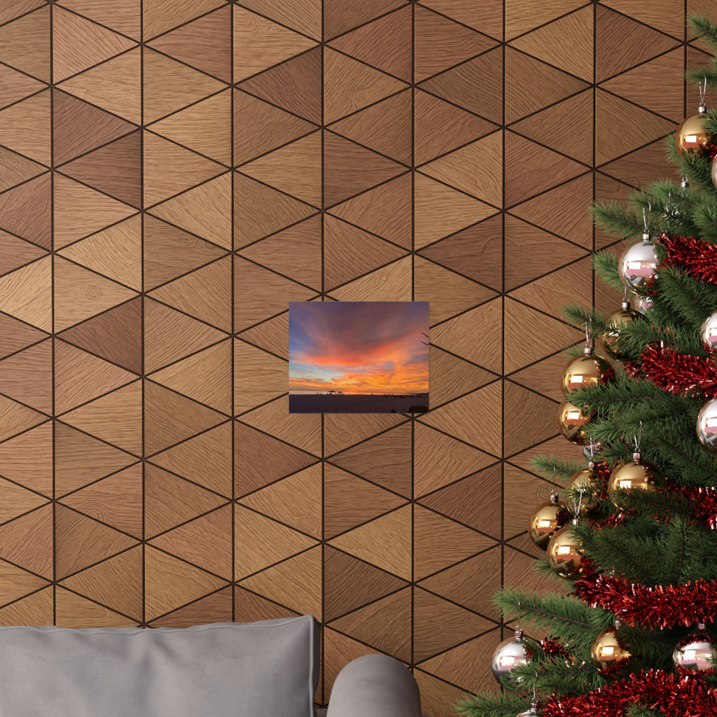 Sunset Beach Matte Poster — Vibrant Orange Coastal Wall Art