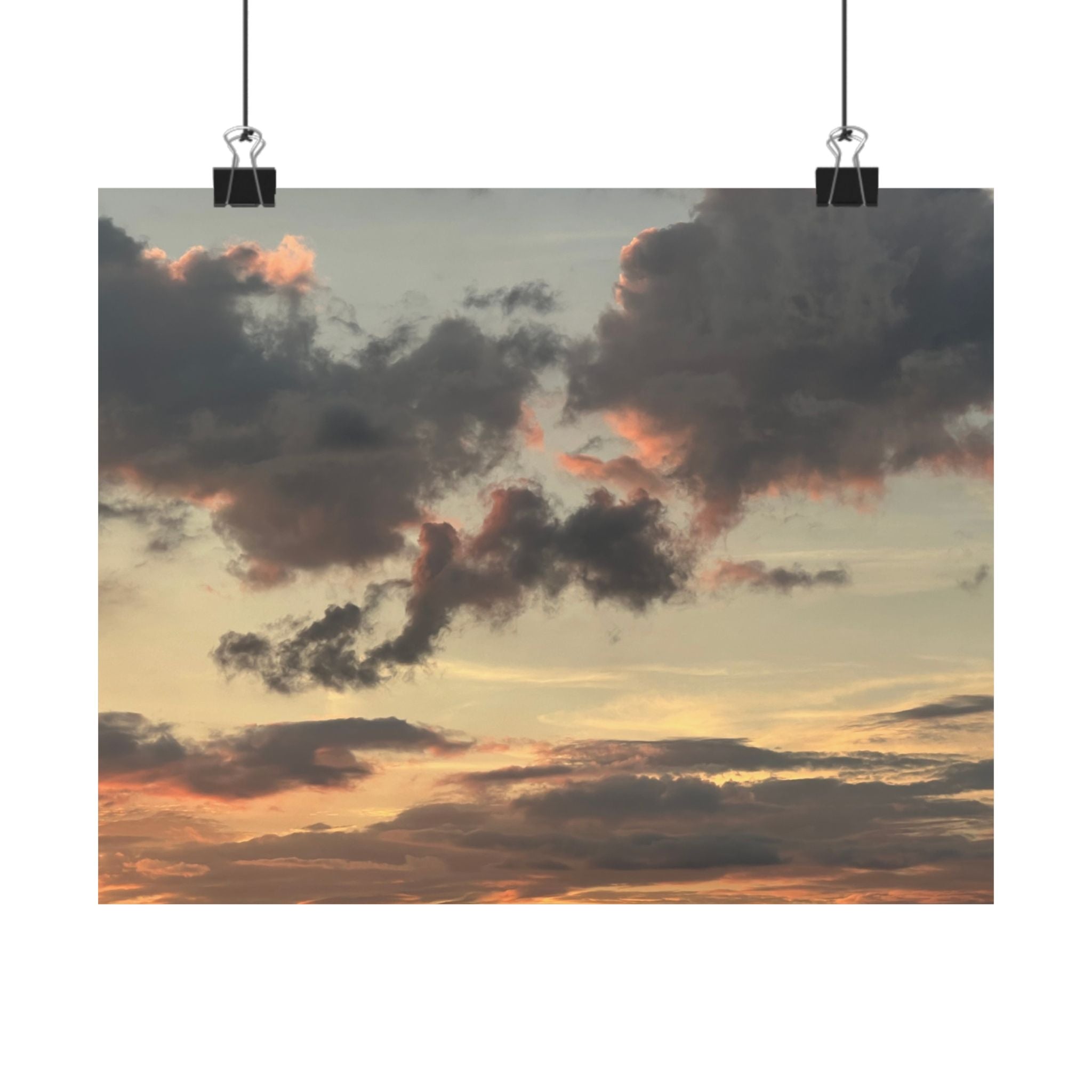 Sunset Clouds Matte Poster — Serene Sky Horizontal Wall Art
