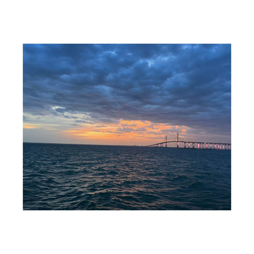 Sunset Ocean Bridge Matte Poster — Coastal Wall Art