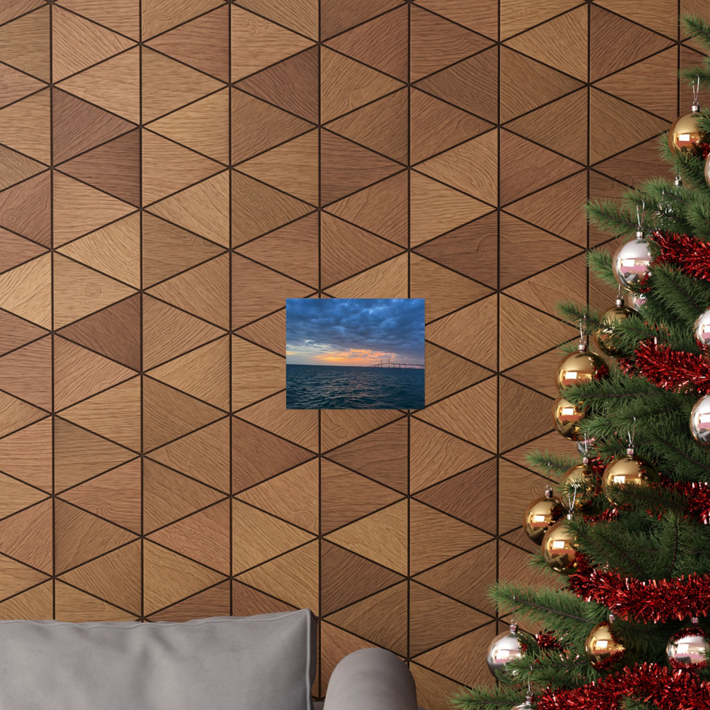 Sunset Ocean Bridge Matte Poster — Coastal Wall Art