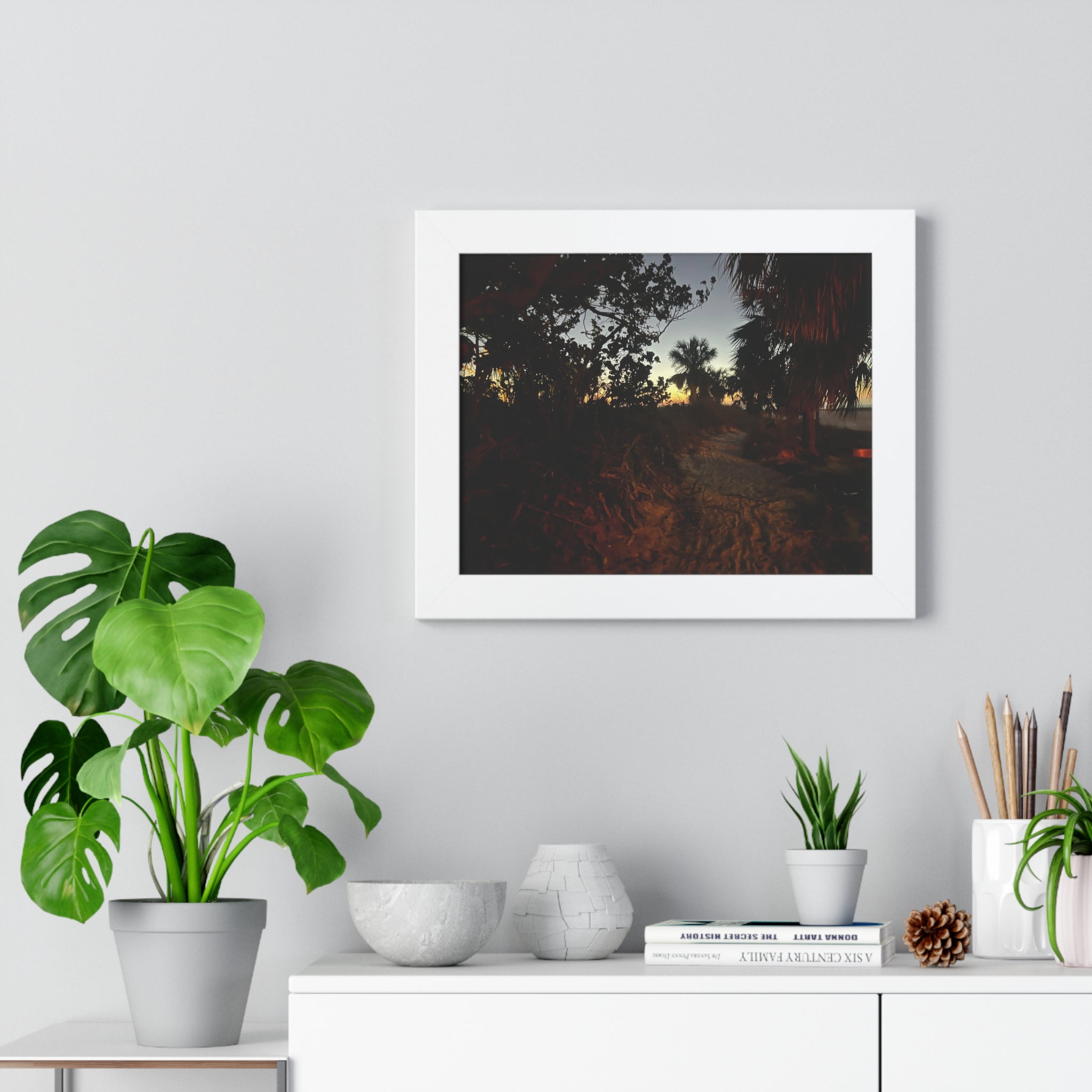 Framed Poster - Tropical Dusk Beach Print (Horizontal)