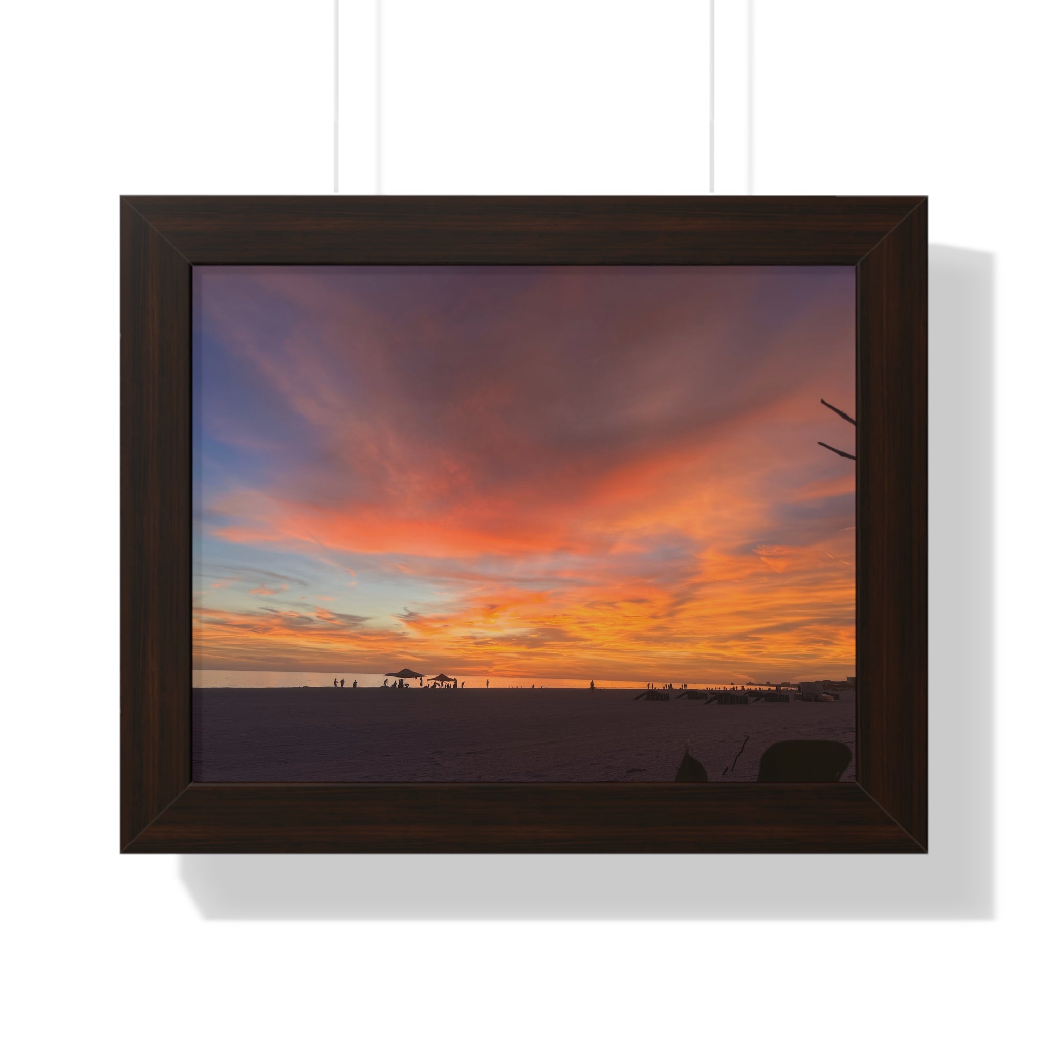 Sunset Beach Skyline Framed Poster | Horizontal Wall Art